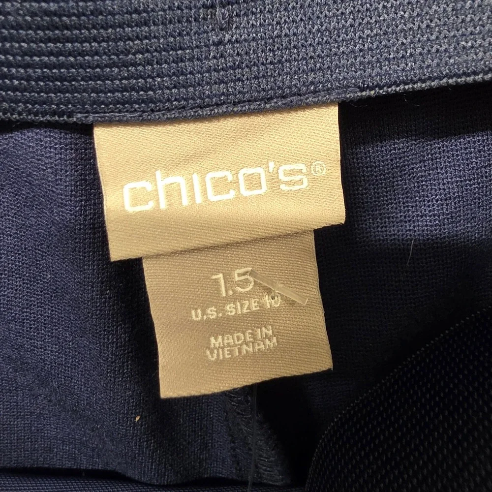 Chicos Navy Blue Ponte Knit Pull On Slim Leg Trousers Pants Womens 1.5 US10